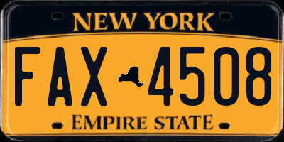 NY license plate FAX4508