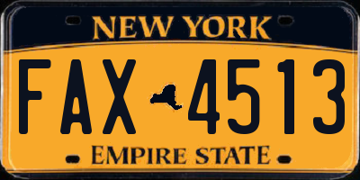 NY license plate FAX4513