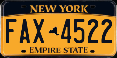 NY license plate FAX4522