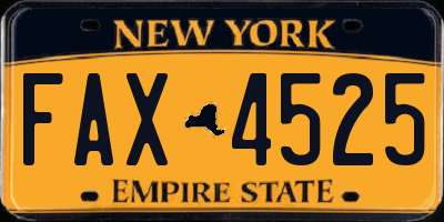 NY license plate FAX4525