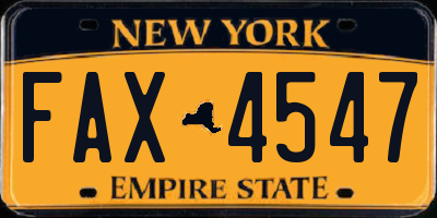 NY license plate FAX4547