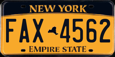 NY license plate FAX4562
