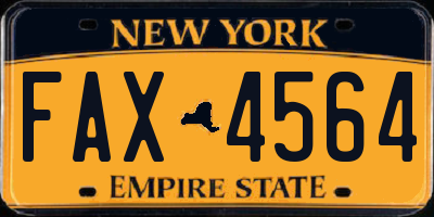 NY license plate FAX4564