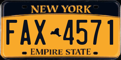 NY license plate FAX4571