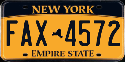 NY license plate FAX4572