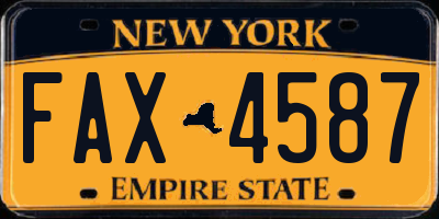 NY license plate FAX4587