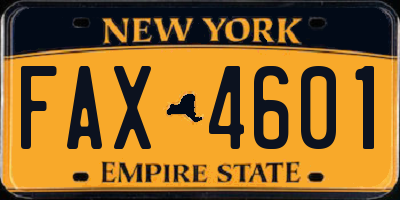 NY license plate FAX4601