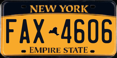 NY license plate FAX4606