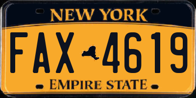 NY license plate FAX4619