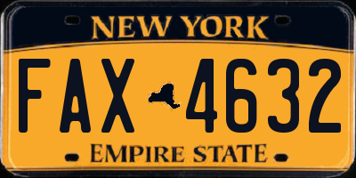 NY license plate FAX4632