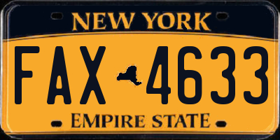 NY license plate FAX4633