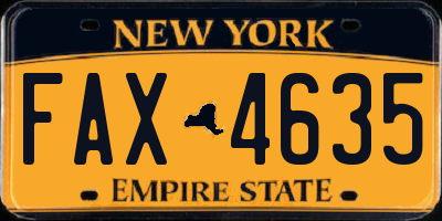 NY license plate FAX4635