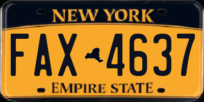 NY license plate FAX4637
