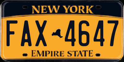 NY license plate FAX4647