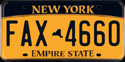 NY license plate FAX4660