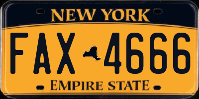 NY license plate FAX4666