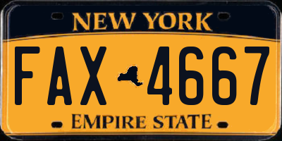 NY license plate FAX4667