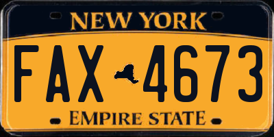NY license plate FAX4673