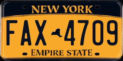 NY license plate FAX4709