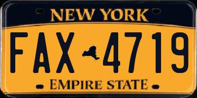 NY license plate FAX4719