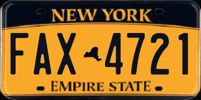 NY license plate FAX4721