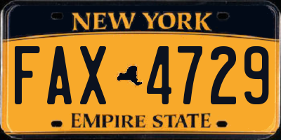 NY license plate FAX4729