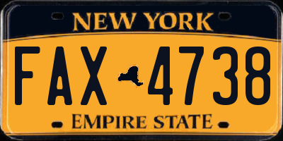 NY license plate FAX4738