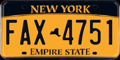 NY license plate FAX4751
