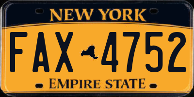 NY license plate FAX4752