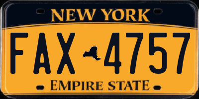 NY license plate FAX4757