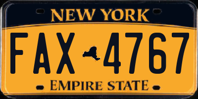 NY license plate FAX4767