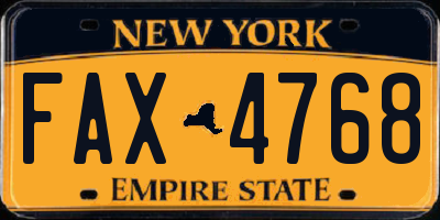 NY license plate FAX4768