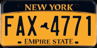 NY license plate FAX4771