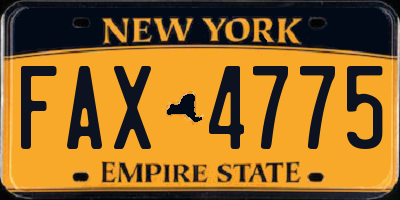 NY license plate FAX4775