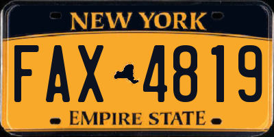 NY license plate FAX4819