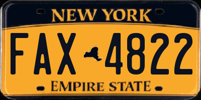NY license plate FAX4822
