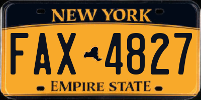 NY license plate FAX4827