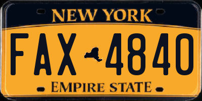 NY license plate FAX4840