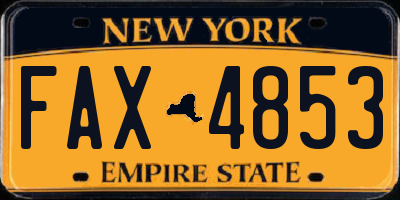 NY license plate FAX4853