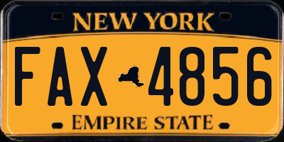 NY license plate FAX4856