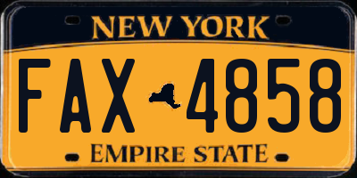 NY license plate FAX4858