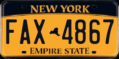 NY license plate FAX4867