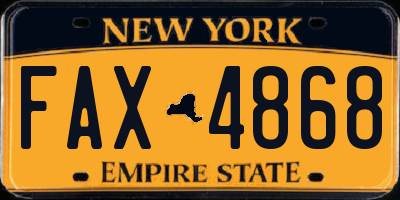 NY license plate FAX4868