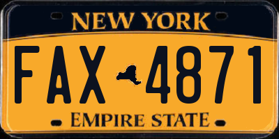 NY license plate FAX4871