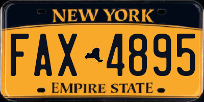NY license plate FAX4895