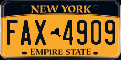 NY license plate FAX4909