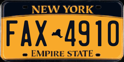 NY license plate FAX4910