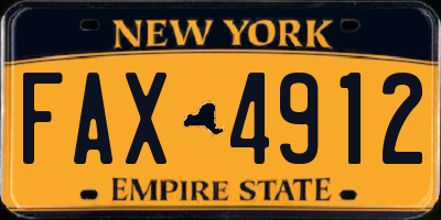 NY license plate FAX4912