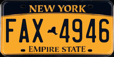 NY license plate FAX4946
