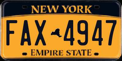 NY license plate FAX4947